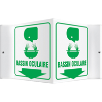 "Bassin Oculaire" Projection Sign, 6" x 8-1/2", Plastic, French with Pictogram - Accuform NMC FRPSP601