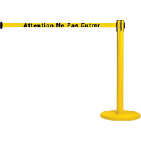 Barri&egrave;re autonome pour le contr&ocirc;le des foules, Acier, 35" h, Ruban Jaune, Longueur du ruban 7' - Produits de sécurité Zenith 