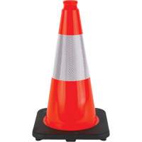 C&ocirc;ne de signalisation, 18", Orange, Bande(s) r&eacute;fl&eacute;chissante(s) 6" - Produits de sécurité Zenith 