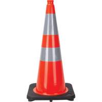C&ocirc;ne de signalisation, 28", Orange, Bande(s) r&eacute;fl&eacute;chissante(s) 4" & 6" - Produits de sécurité Zenith 