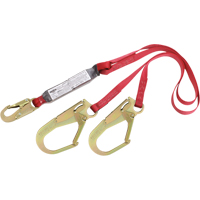 PRO Shock Absorbing Lanyards, 6', Rebar Hook Center, Snap Hook Leg Ends, Polyester - 3M Protecta Fall Protection 1340180C