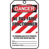 &eacute;tiquettes de verrouillage, Plastique, 3-3/8" la x 5-5/8" h, Français - Accuform NMC FRMLT400PTM