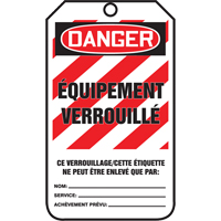 &eacute;tiquettes de verrouillage, Papier cartonn&eacute;, 3-3/8" la x 5-7/8" h, Français - Accuform NMC FRMLT410CTM