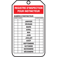 &eacute;tiquettes de s&eacute;curit&eacute; d'inspection et de contr&ocirc;le de l'&eacute;tat de l'&eacute;quipement, Plastique, 3-1/8" la x 5-7/8" h, Français - Accuform NMC FRTRS218PTP