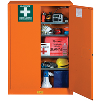 Armoires de rangement pour pr&eacute;paration aux situations d'urgence, Acier, 4 Tablettes, 65" h x 43" la x 18" P, Orange - Justrite 860002