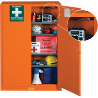 Armoires de rangement pour pr&eacute;paration aux situations d'urgence, Acier, 4 Tablettes, 65" h x 43" la x 18" P, Orange - Justrite 860002
