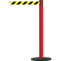 Montant pour syst&egrave;me Advance TensaBarrier, Acier, 36" h, Ruban Noir/Jaune, Longueur du ruban 7,5' - Tensator 889B3321STDNOD4XC