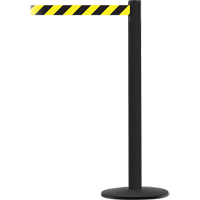 Advance TensaBarrier&reg; Barrier Post, Steel, 36" H, Black/Yellow Tape, 7.5' Tape Length - Tensator 889B3333STDNOD4XC