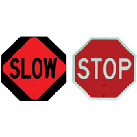 Panneau de signalisation &agrave; deux c&ocirc;t&eacute;s  Stop/Slow , Plastique, Boulonn&eacute; - CCI Canada 03-852