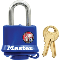 Cadenas r&eacute;sistant aux intemp&eacute;ries, Bleu, Cl&eacute;s diff&eacute;rentes, Acier lamin&eacute;, Largeur de 1-9/16" - Master Lock 312D