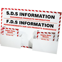 Postes d'information de fiches de donn&eacute;es de s&eacute;curit&eacute;, Anglais & français, Compris reliures - Incom Top Tape & Label GHS1020