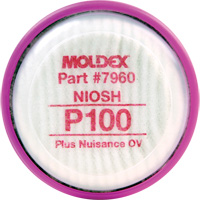 Disque filtre contre les particules, Filtre contre les particules avec suppresion de vapeurs nuisibles, Filtre N95/Vapeurs organiques/Gaz acides/P100/Filtre P100/Filtre R95 - Moldex 7960