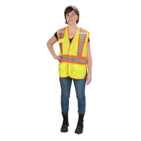CSA Compliant High Visibility Surveyor Vest, High Visibility Lime-Yellow, Medium, Polyester - Zenith Safety Products 