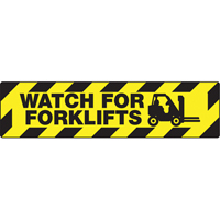 Enseigne pour plancher  Watch For Forklifts  Skid-Gard, Adh&eacute;sif, Anglais avec pictogramme - Accuform NMC PSD650