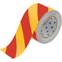 Ruban de marquage pour planchers ToughStripe, 3" x 100', Polyester, Rouge et jaune - Brady 132431