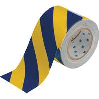 Ruban de marquage pour planchers ToughStripe, 4" x 100', Polyester, Bleu et jaune - Brady 132441