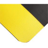 Corrugated Switchboard Matting No.702, 3' W x 10' L, 1/4" Thickness, Black/Yellow, PVC - Wearwell 702.14X3X10BYL