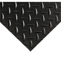 Diamond-Plate Switchboard Matting No.701, 2' W x 10' L, 1/4" Thickness, Black, PVC - Wearwell 701.14X2X10BK