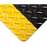Diamond-Plate Switchboard Matting No.701, 3' W x 75' L, 1/4" Thickness, Black/Yellow, PVC - Wearwell 701.14X3X75BYL