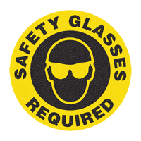 Panneau de signalisation au sol  Safety Glasses , Adh&eacute;sif, Anglais avec pictogramme - Incom Top Tape & Label FS1027V
