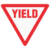 Panneau de signalisation au sol  Yield , Adh&eacute;sif, Anglais avec pictogramme - Incom Top Tape & Label FS1035V