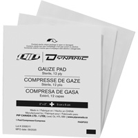 Gaze Dynamic, Tampon, 2" lo x 2" la, St&eacute;rile, Dispositif m&eacute;dical Classe 1 - PIP Global Safety FAGP2X2B12