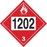 Plaque-&eacute;tiquette TMD 1202 pour liquide inflammable huile combustible, Plastique/Vinyle - Brady 09095 1202