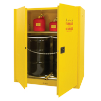 Vertical Drum Storage Cabinet, 110 US gal. Cap., 2 Drums, Yellow - Zenith Safety Products 