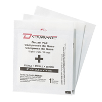 Gaze Dynamic, Tampon, 3" lo x 3" la, St&eacute;rile, Dispositif m&eacute;dical Classe 1 - PIP Global Safety FAGP3X325