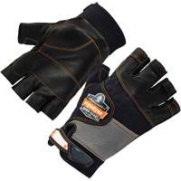 Gants demi-doigts en cuir r&eacute;duisant les impacts ProFlex 901, Grand, Paume en Cuir fleur, Poignet Boucle et crochet - Ergodyne 17784