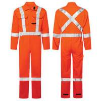 Combinaisons de luxe haute visibilit&eacute; 7 oz UltraSoft, Taille 44, Orange - IFR Workwear USO408-44