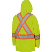 5596 Veste de s&eacute;curit&eacute; haute visibilit&eacute; imperm&eacute;able et l&eacute;g&egrave;re avec capuchon d&eacute;tachable, Polyester, Jaune lime haute visibilit&eacute;, Petit - Pioneer V1090160-S