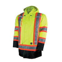 Lined Safety Parka, High Visibility Lime-Yellow, X-Large - Tough Duck S17611-FLGR-XL