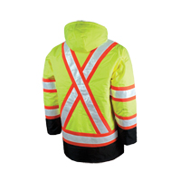 Lined Safety Parka, High Visibility Lime-Yellow, X-Large - Tough Duck S17611-FLGR-XL