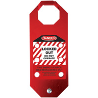 Stopout&reg; OSHA Danger Aluma-Tag Locked Out Do Not Operate Hasp, Red - Accuform NMC KDH643