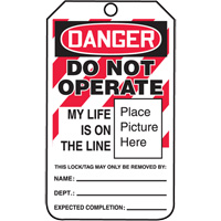 Do Not Operate Danger Lockout Tagout Tags, Cardstock, 3-1/4" W x 5-3/4" H, English - Accuform NMC MLT600LTP