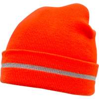 Bonnet en tricot haute visibilit&eacute; avec bande r&eacute;fl&eacute;chissante, Orange haute visibilit&eacute;, Acrylique - Produits de sécurité Zenith 