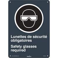Enseigne de s&eacute;curit&eacute; conforme &agrave; la CSA - Lunettes de S&eacute;curit&eacute; / Safety Glasses, 14" x 10", Plastique, Bilingue avec pictogramme - Produits de sécurité Zenith 