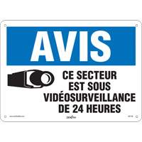 "Sous vid&eacute;osurveillance" Sign, 10" x 14", Aluminum, French with Pictogram - Zenith Safety Products 