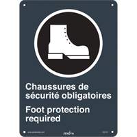 Enseigne de s&eacute;curit&eacute; conforme &agrave; la CSA Chaussures de s&eacute;curit&eacute;/Foot Protection, 14" x 10", Aluminium, Bilingue avec pictogramme - Produits de sécurité Zenith 