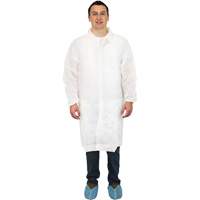 Sarreau de laboratoire, Polypropyl&egrave;ne, Blanc, Grand -  DLWH-LG-NP