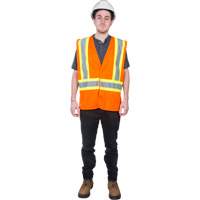Traffic Safety Vest, High Visibility Orange, Medium, Polyester SGI273 | SCN Industrial