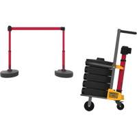 PLUS Barrier Post Cart Kit, 75' L, Metal, Red - Banner Stakes PL4000-R