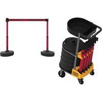 Chariot de transport avec plateau pour barri&egrave;re PLUS, 75' lo, M&eacute;tal, Rouge - Banner Stakes PL4012T