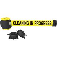 Wall Mount Barrier, Plastic, Magnetic Mount, 30', Yellow Tape - Banner Stakes MH5004