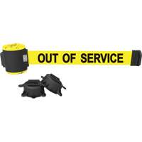Wall Mount Barrier, Plastic, Magnetic Mount, 30', Yellow Tape - Banner Stakes MH5005