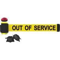 Wall Mount Barrier with Light Kit, Plastic, Magnetic Mount, 7', Yellow Tape - Banner Stakes MH7005L