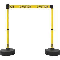 Ensemble de deux montants pour barri&egrave;re PLUS, Plastique, 42" h, Ruban Jaune, Longueur du ruban 15' - Banner Stakes PL4282