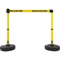 PLUS Barrier Post Set X2, Plastic, 42" H, Yellow Tape, 15' Tape Length - Banner Stakes PL4285