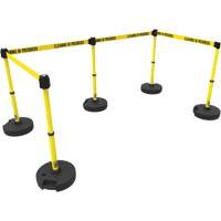 PLUS Barrier Post Set X5, Plastic, 42" H, Yellow Tape, 15' Tape Length - Banner Stakes PL4588